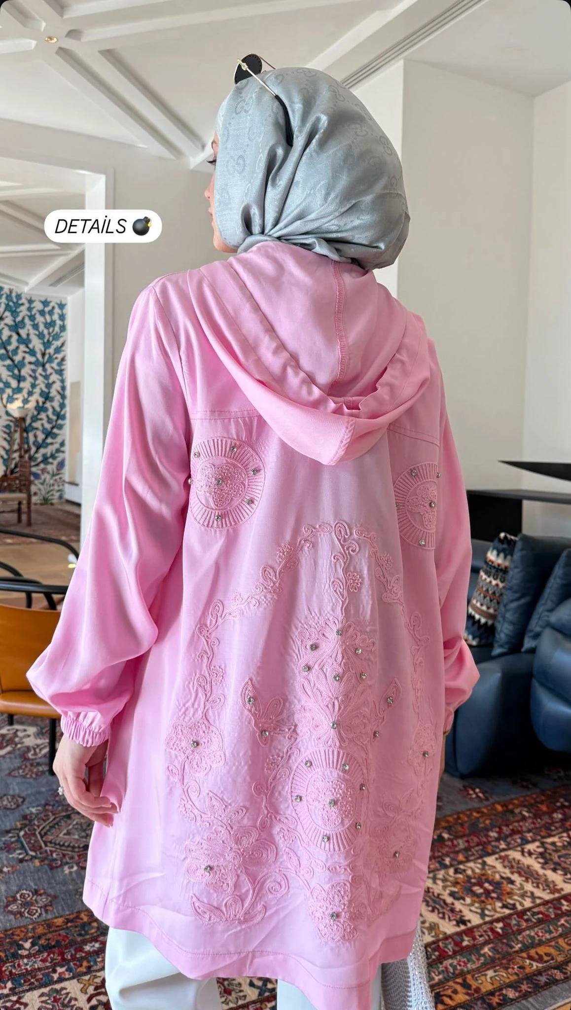 Qupra kumaş Nakışlı Kap | Ebrar Butik image