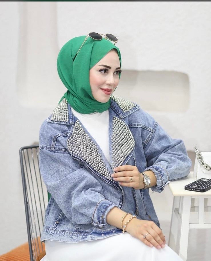 İnci Detaylı Denim Ceket image