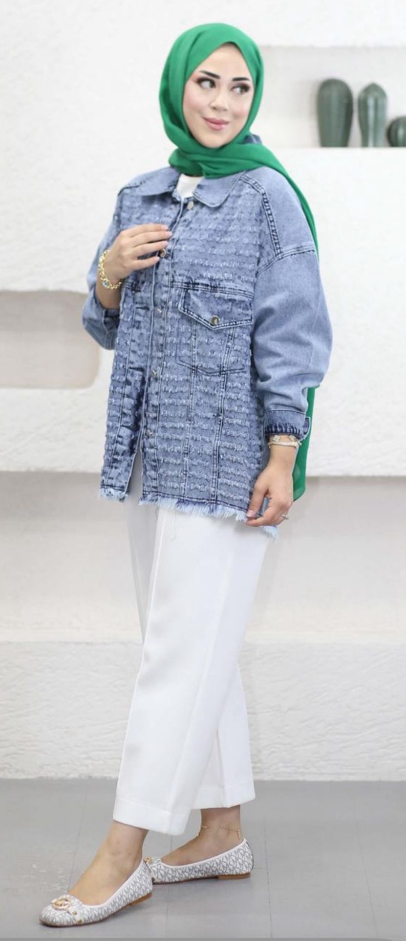 Yeni Sezon Desenli Denim Kot Ceket Ebrar Butik image