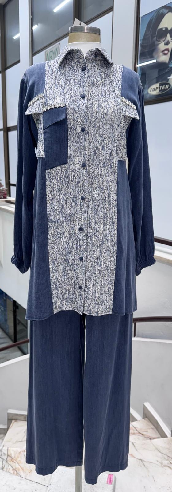Yeni Sezon İpek Kupra Tasarım Pantolonlu Takım Ebrar Butik image