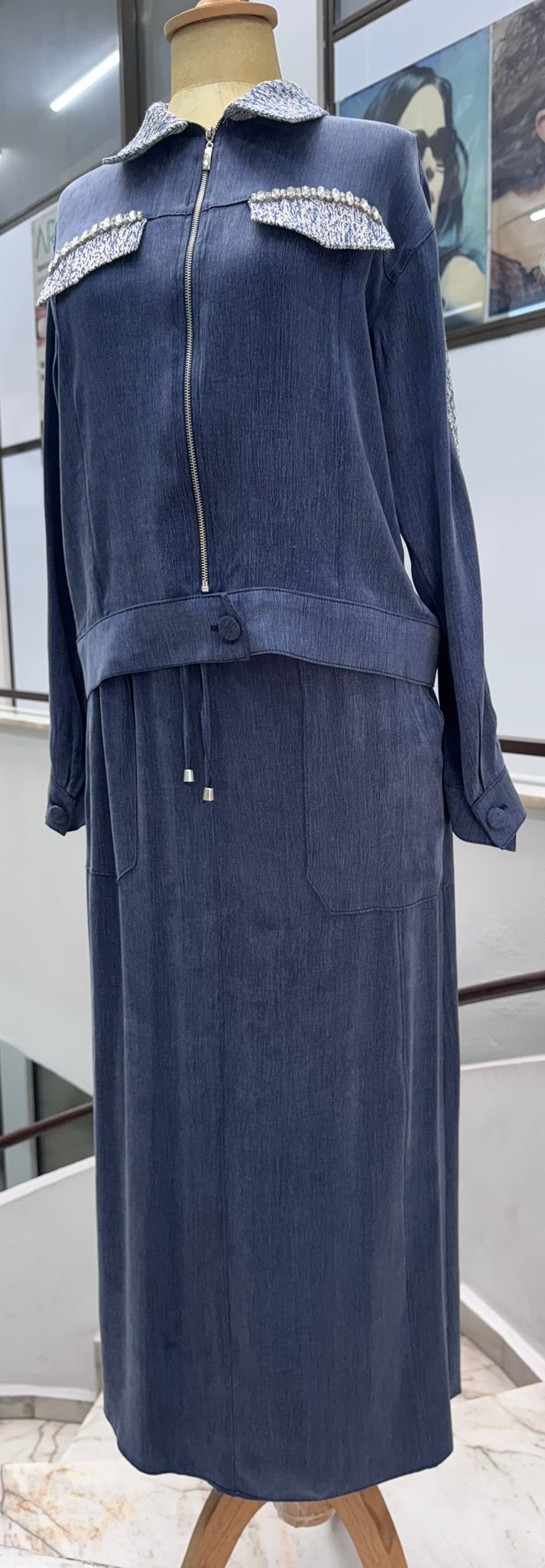 Yeni Sezon İpek Kupra Kumaş Etekli Tasarım Takım Ebrar Butik image