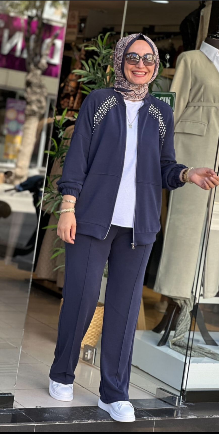 Yeni Sezon Taş İşlemeli Fermuarlı İkili Takım Oysho Kumaş Ebrar Butik image
