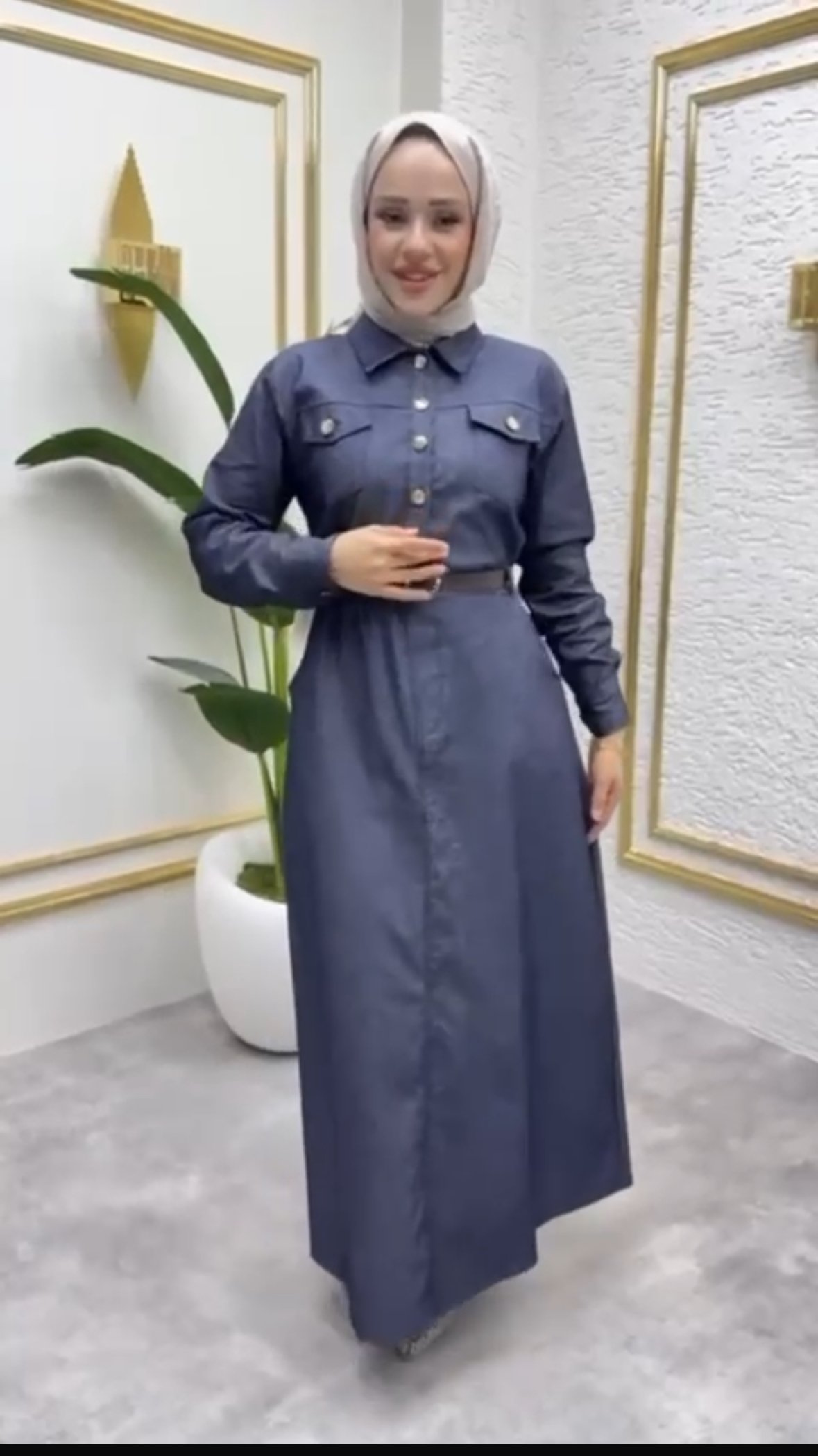 Poplin Elbise Lacivert image
