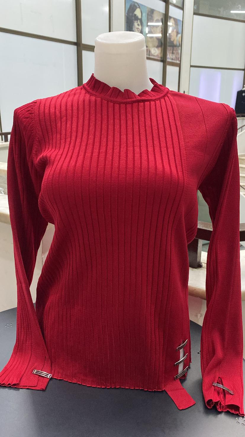 Kol Ve Yan Klipsli Soğuk İp Merserize Kazak image