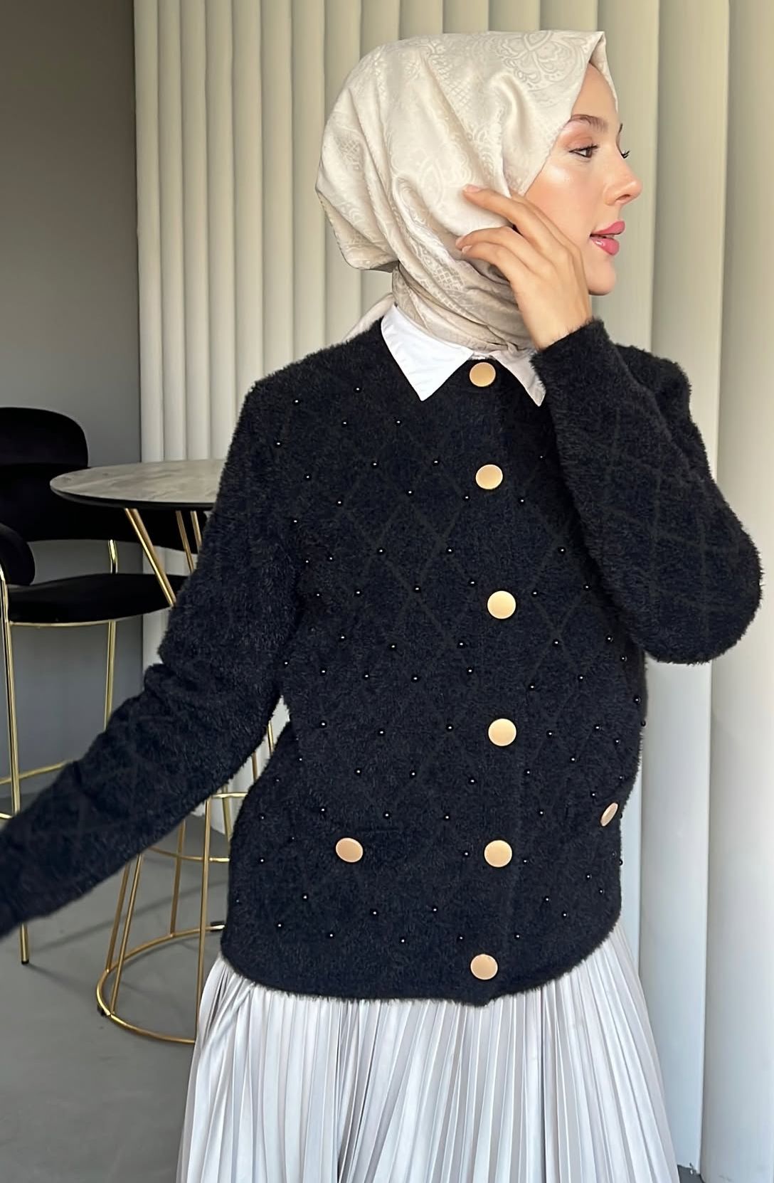 Yeni Sezon Taşlı Kısa Angora Hırka Ebrar Butik