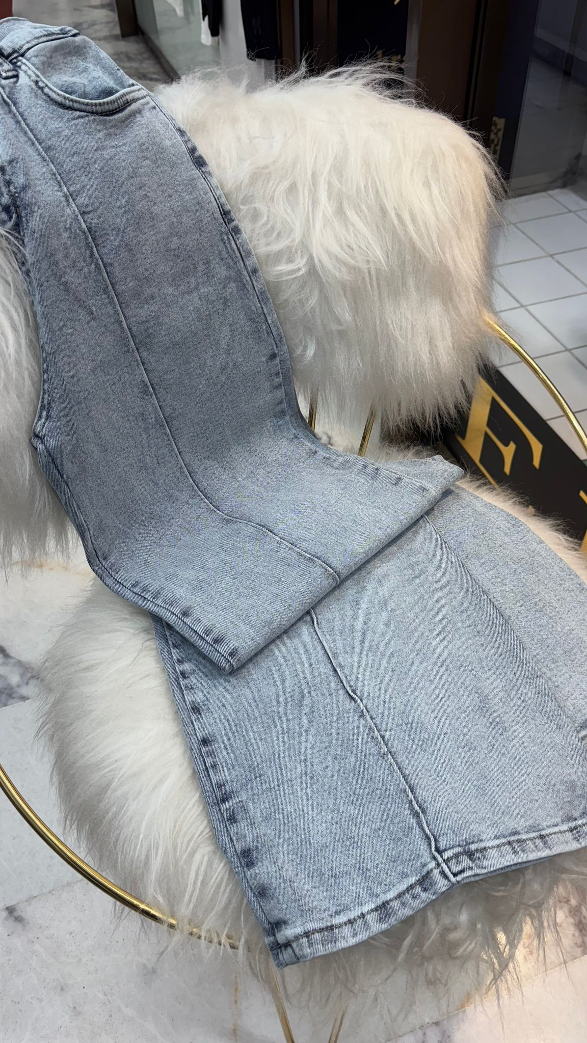 Yeni Sezon Bol Paça Likralı Çimalı Denim Kot Ebrar Butik image