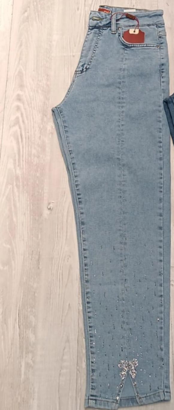 A Kalite Hamur Kumaş Buz Mavi Likralı Kelebek Kot image