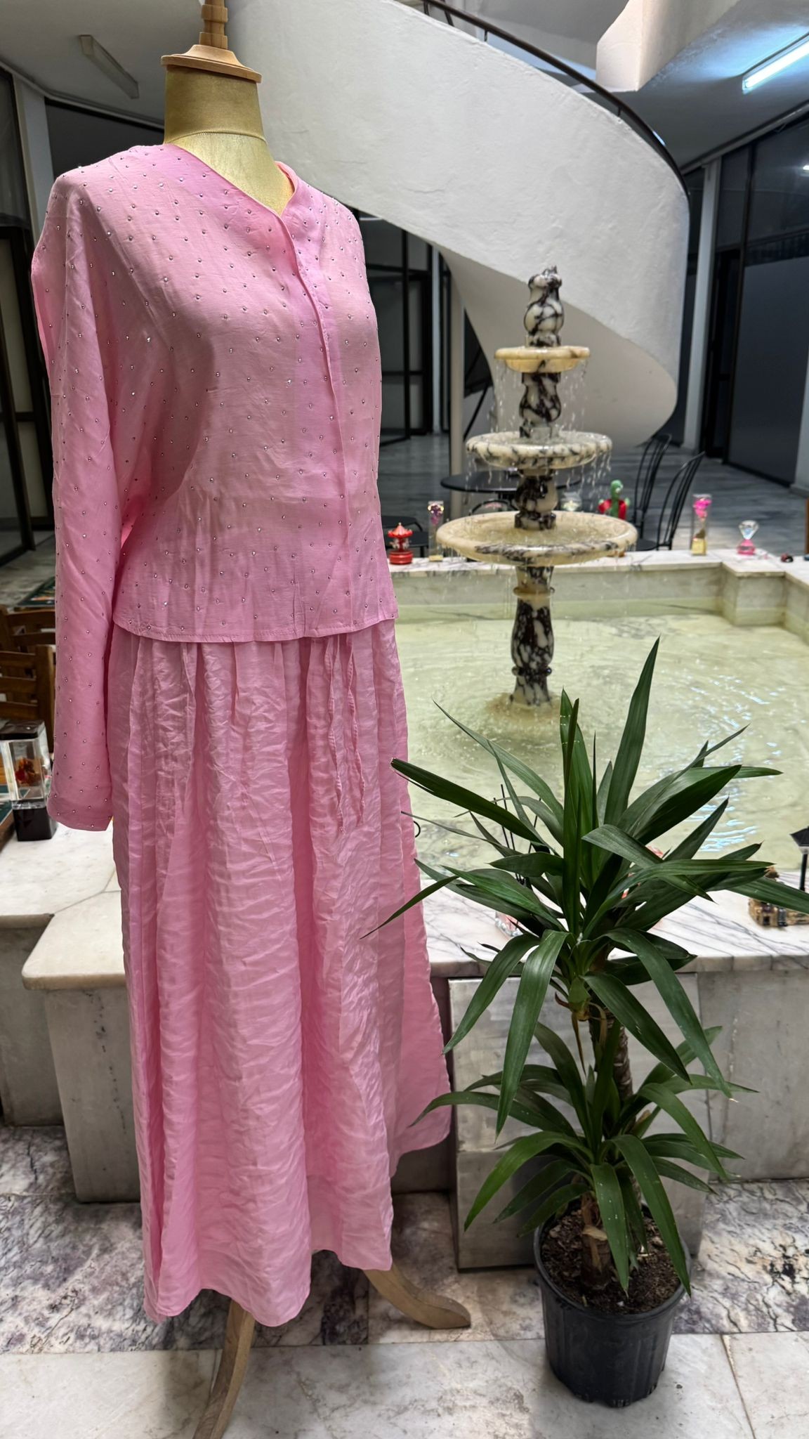 Taşlı Yarasa Kol Etekli Takım image