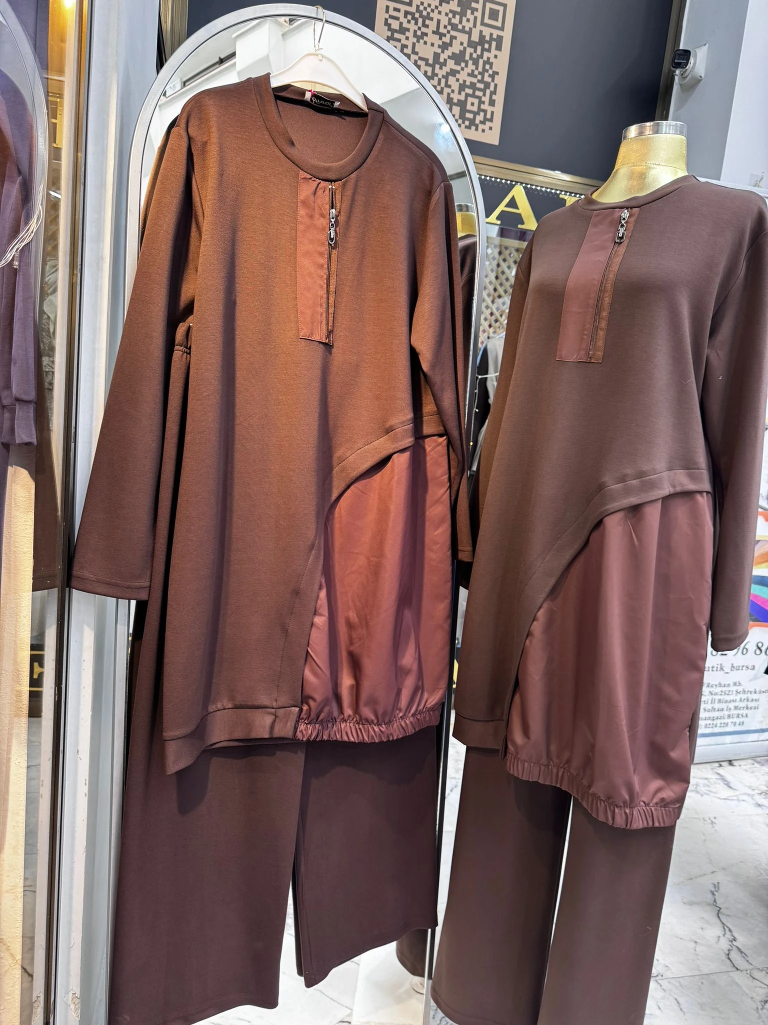 Modal Kumaş Nakış İşlemeli Uzun Tunik Boylu Takım Ebrar Butik image