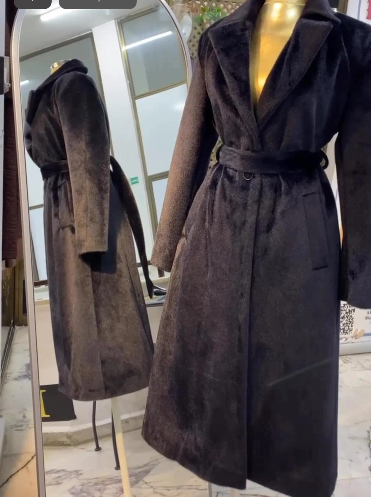 Lüks Kaşmir Kaban Astarlı Ve Bel Detay Kemerli  image