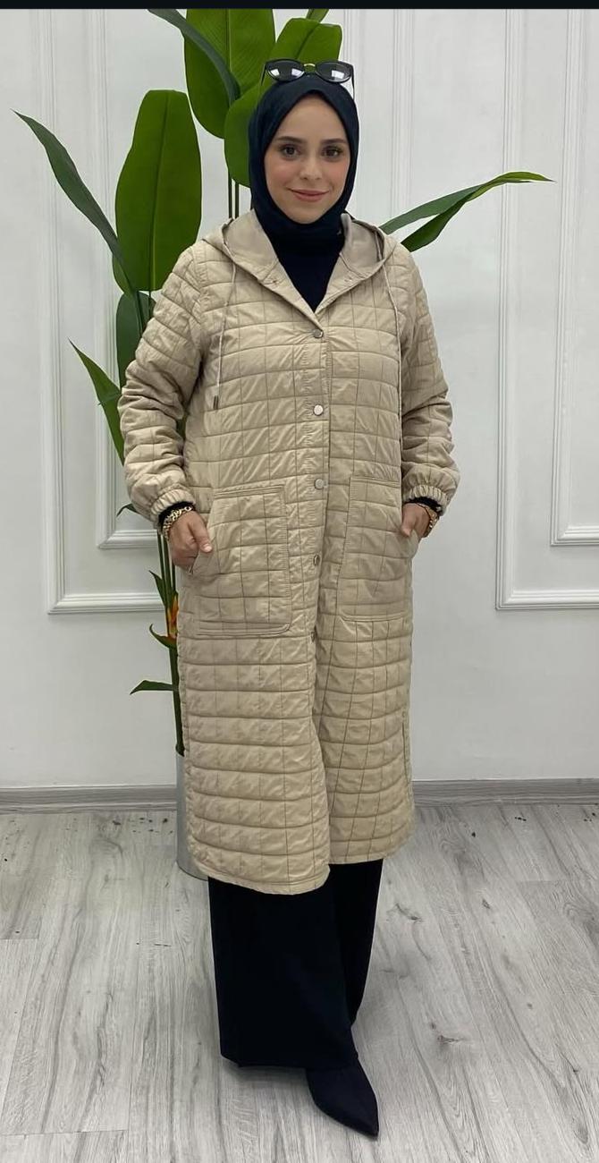 Yeni Sezon ÇıtÇıtlı Kapişonlu Kapitone Kap Ebrar Butik image