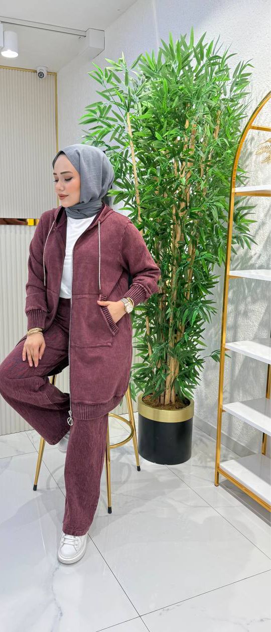 Organik Pamuk Kumaş Fermuarlı Takım image