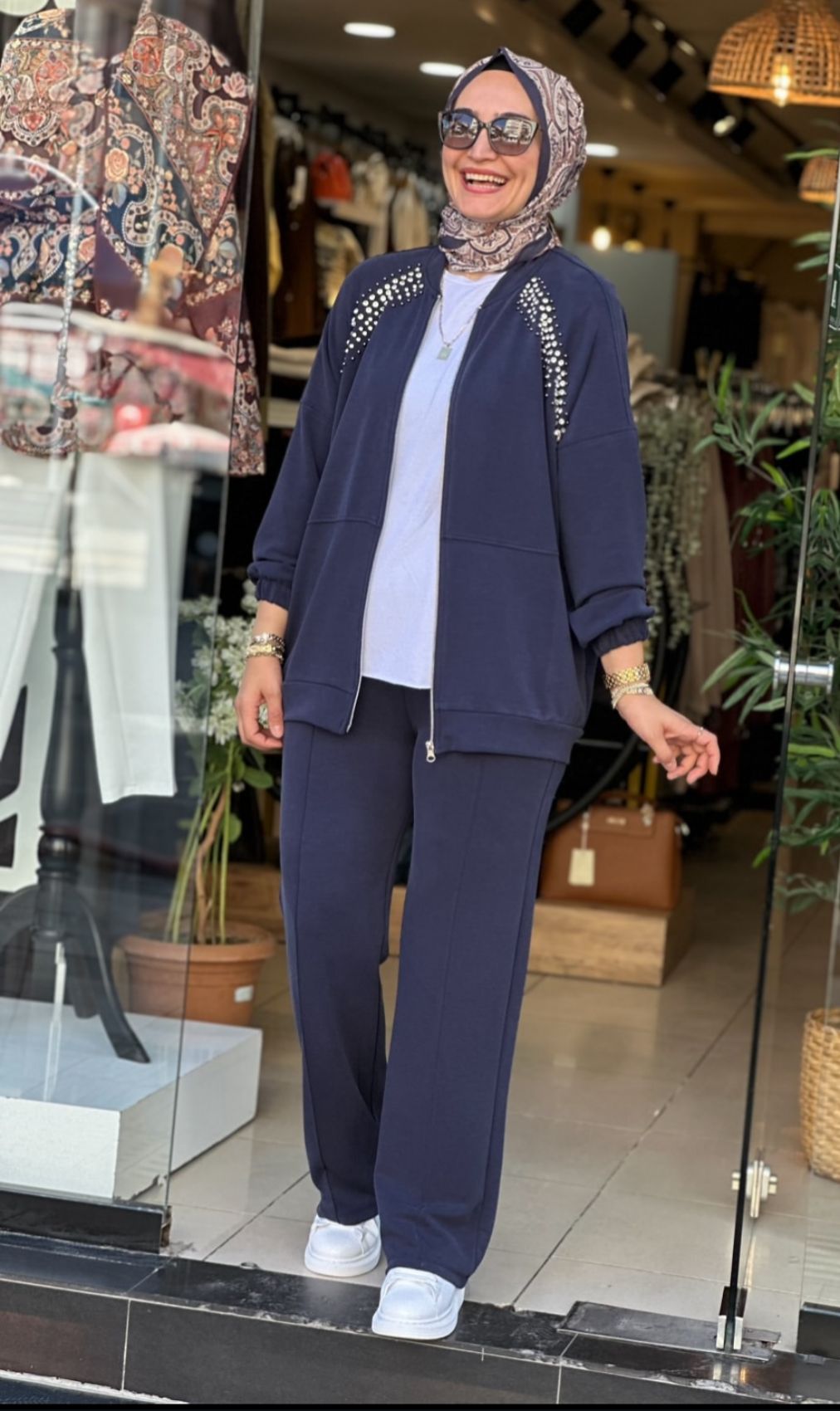 Yeni Sezon Taş İşlemeli Fermuarlı İkili Takım Oysho Kumaş Ebrar Butik