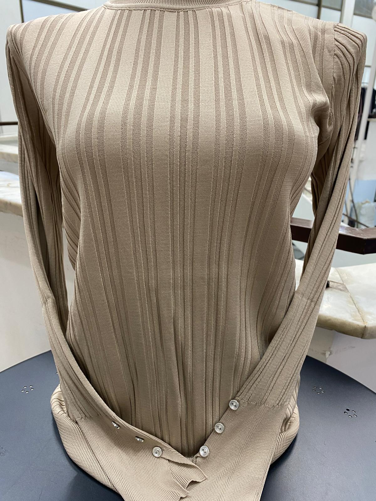 Kol Düğmeli Kısa Merserize Kazak image