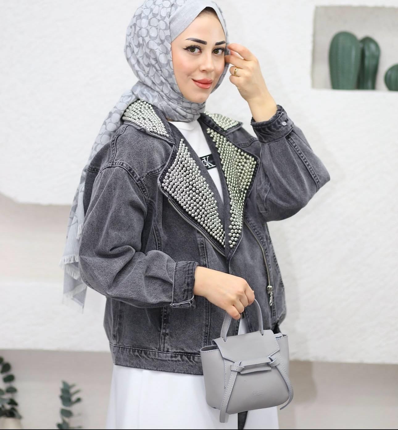 İnci Detaylı Denim Ceket