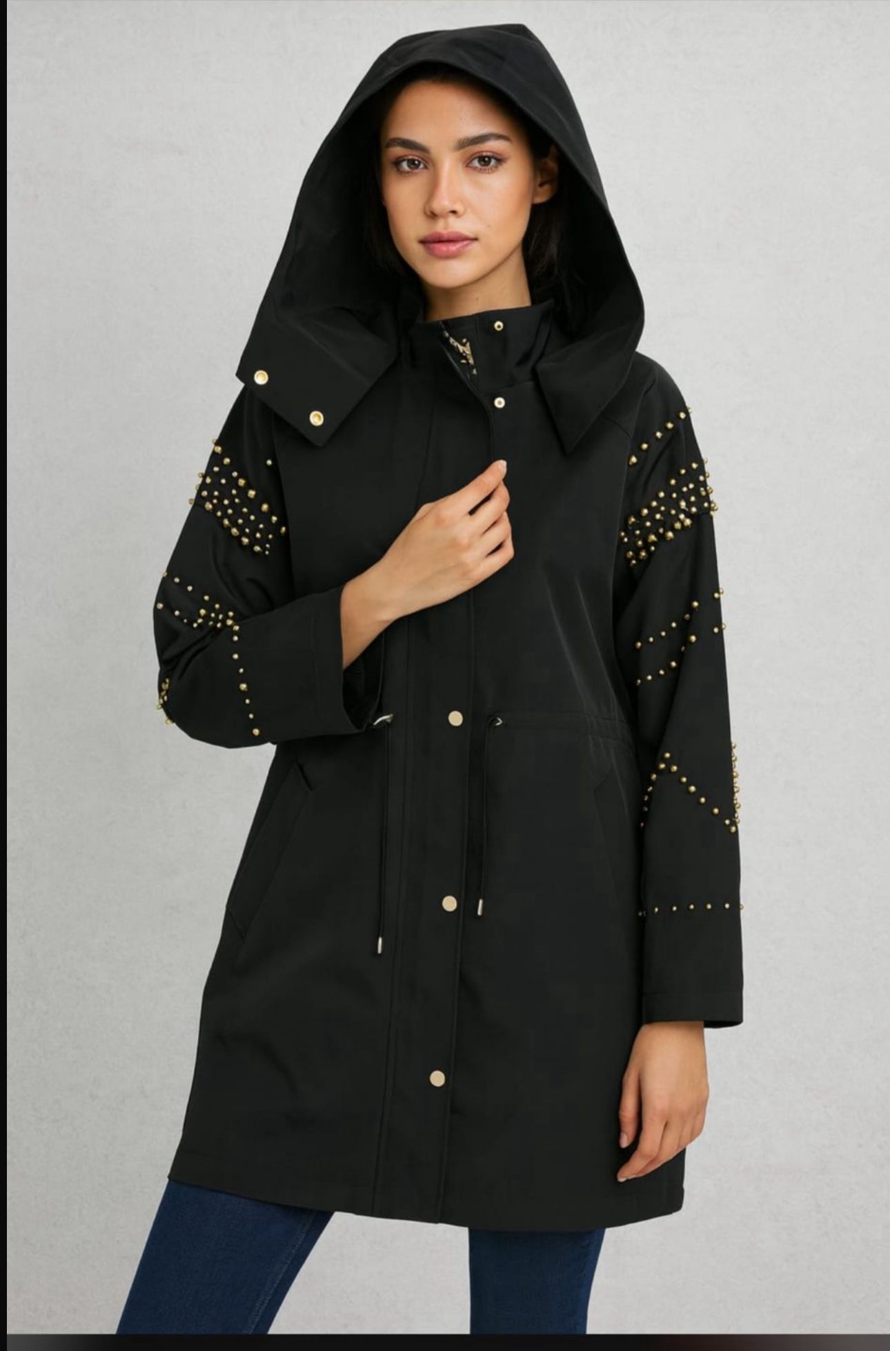 Yeni Sezon Astarsız Taşlı Trench Ebrar Butik image