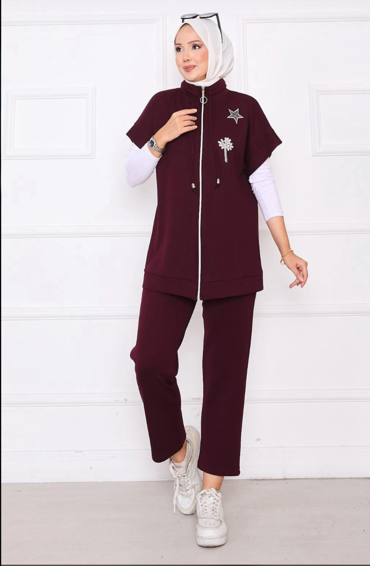 Yeni Sezon Bordo Renk Yelekli Takım Ebrar Butik image