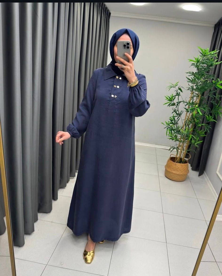 Qupra kumaş Çıtçıtlı Elbise image
