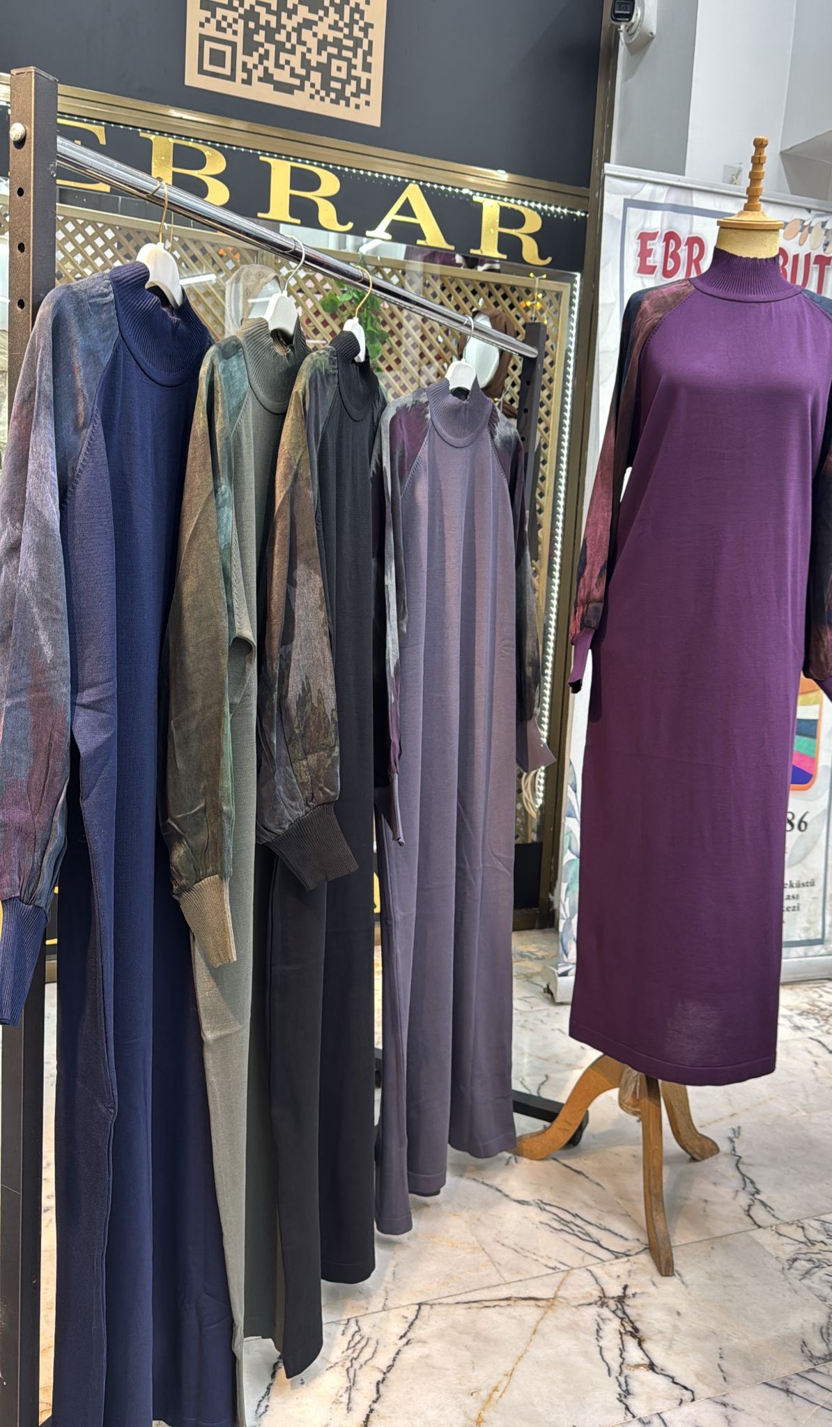 Yeni Sezon Kupra Kumaş Kol Detaylı Merserize Standart Beden Elbise Ebrar Butik image