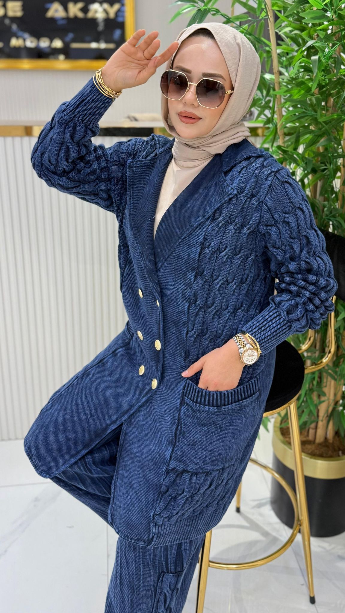 Organik Pamuk Kumaş Örgü Detay Tasarım Takım