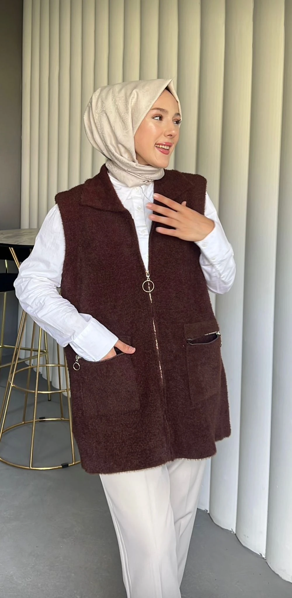 Angora Fermuarlı Yelek  image