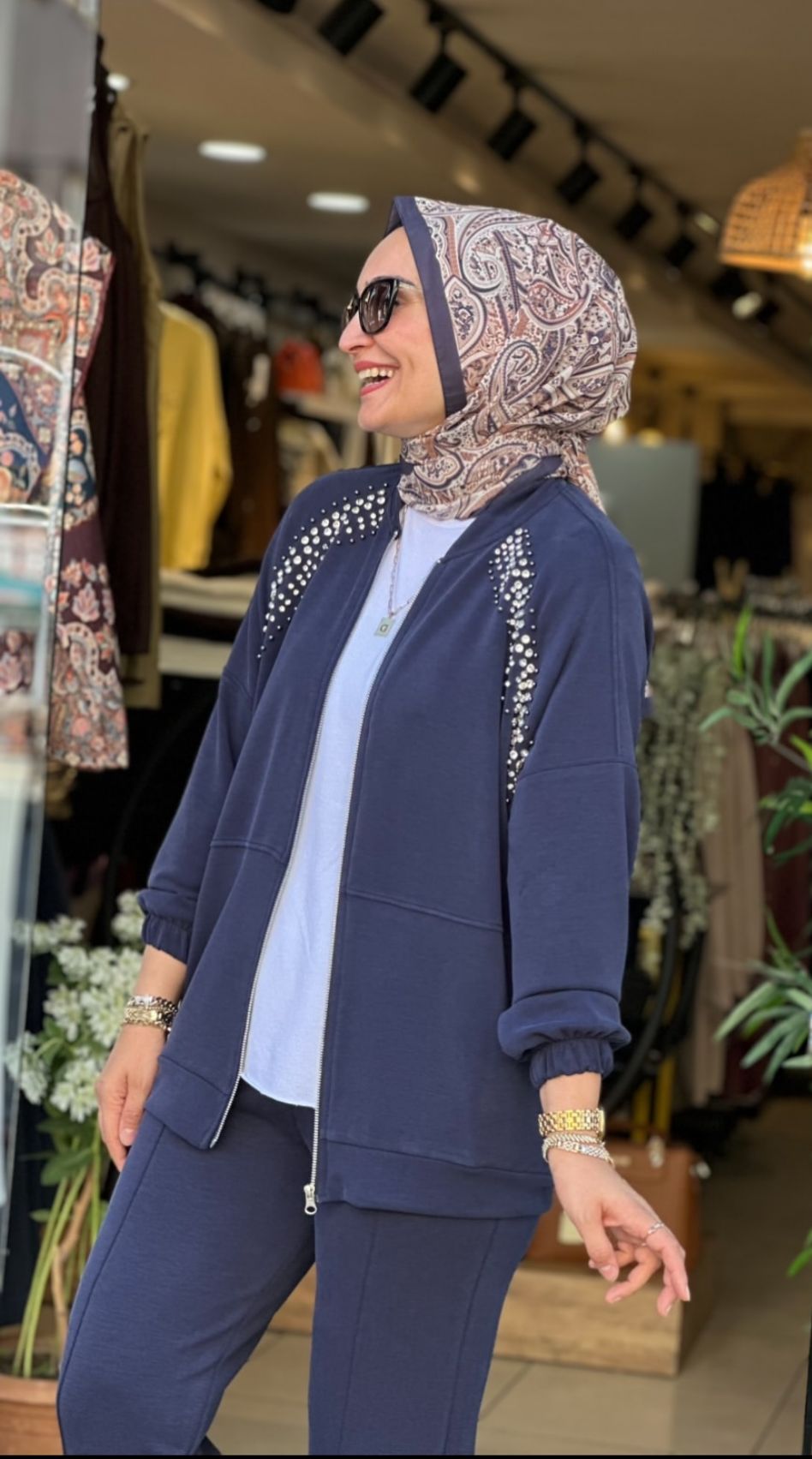Yeni Sezon Taş İşlemeli Fermuarlı İkili Takım Oysho Kumaş Ebrar Butik