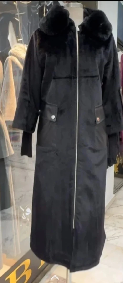 Spor ve Şık Deri Detaylı Astarlı Angora Kürk 