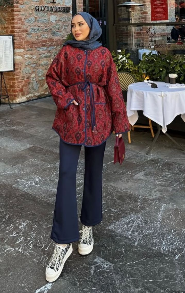 Yeni Sezon Etnik Desen Cepli Astarlı Ceket image