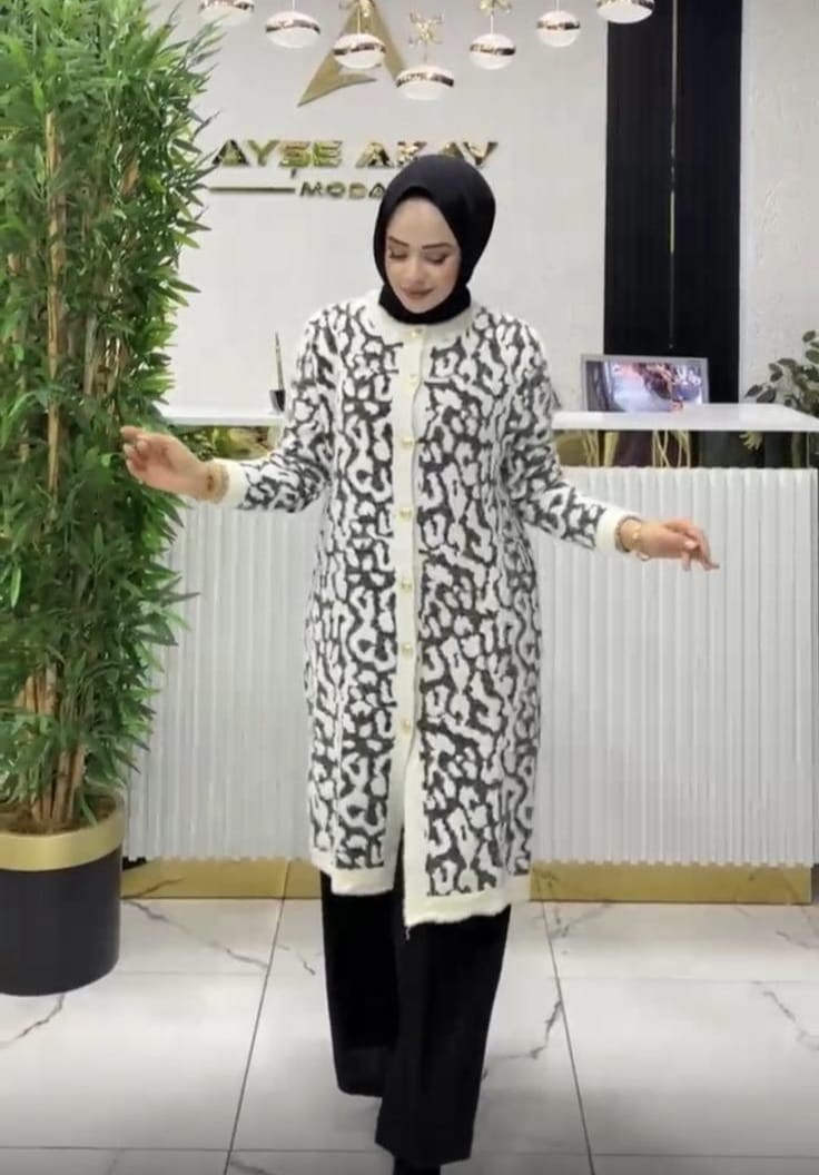 Leopar Angora Hırka