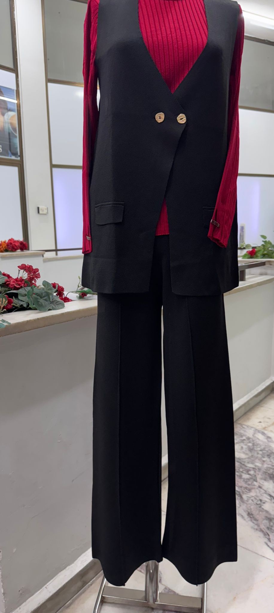 Mercerize Yelekli Takım