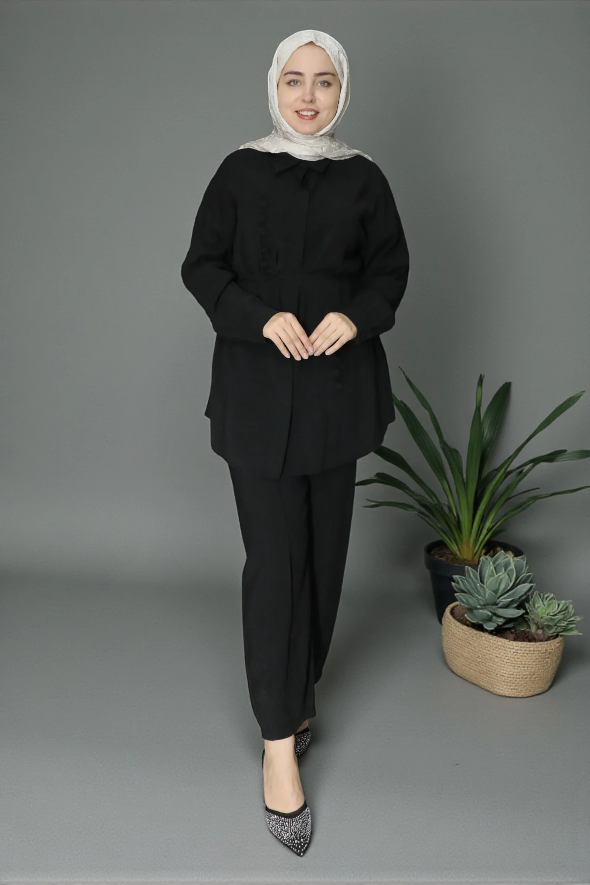 Düğme Detaylı Rahat Kesim İkili Takım