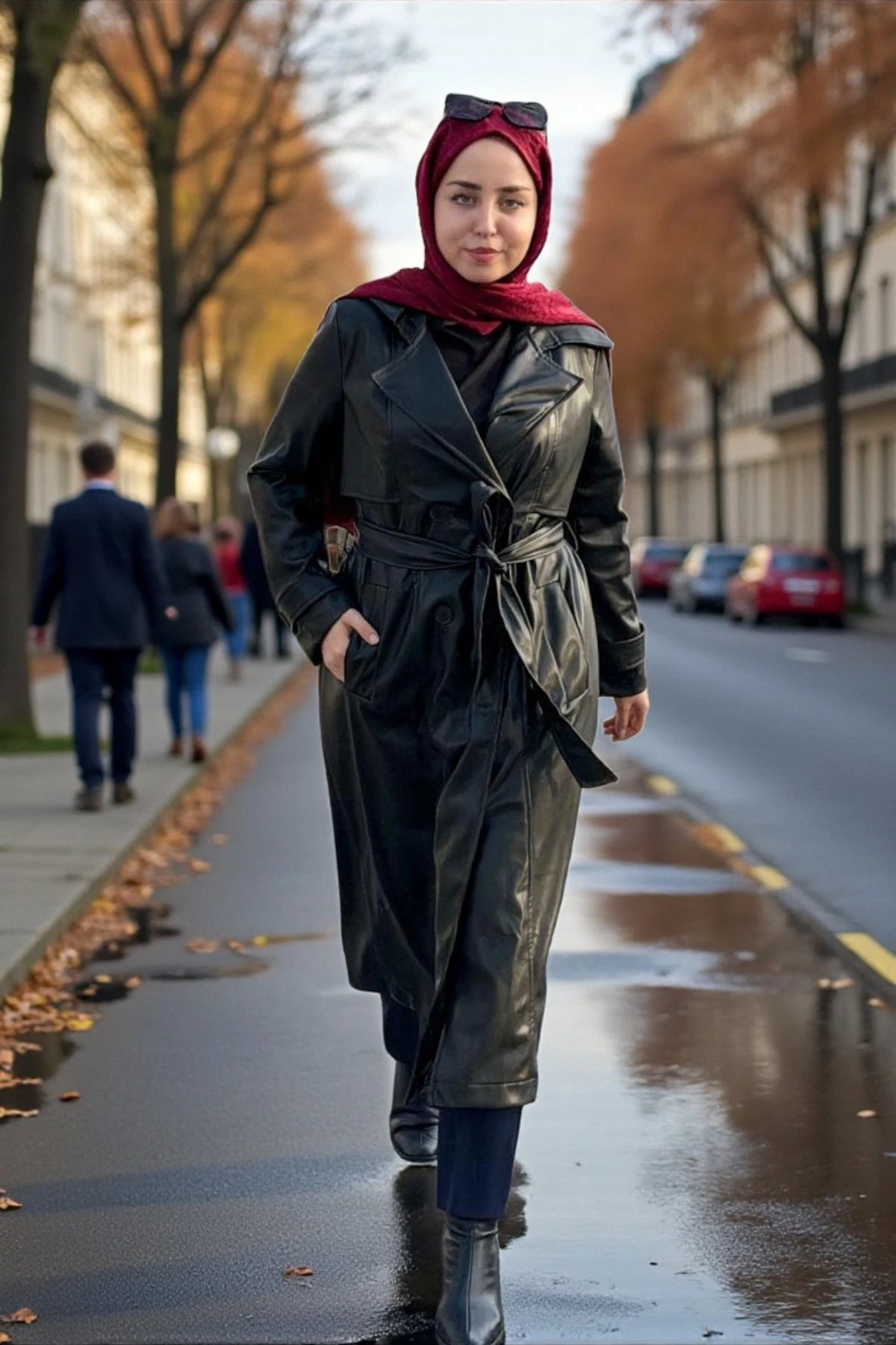 Yumuşak Deri Belden Kuşaklı Düğmeli Trençkot