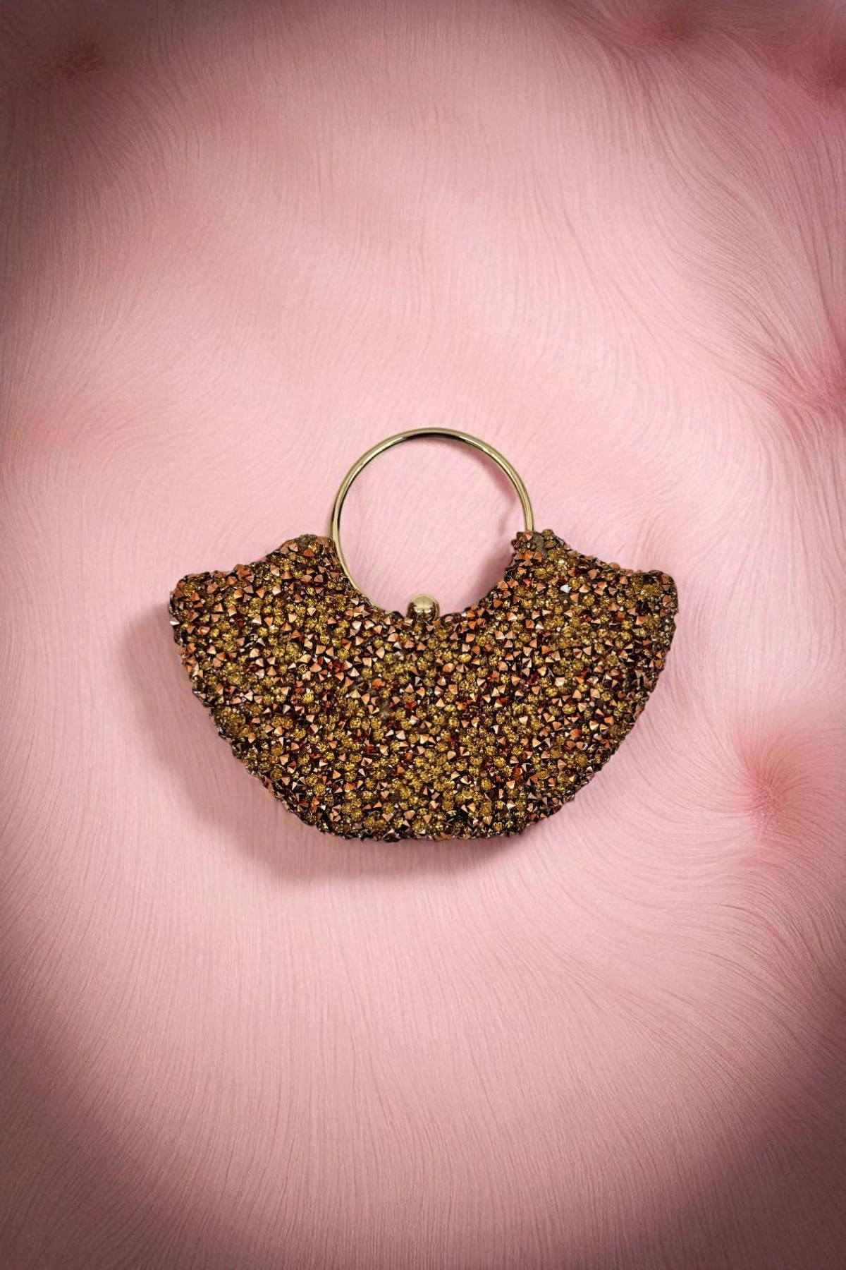 Yarım Ay Kristal Taş Detaylı Abiye Çanta