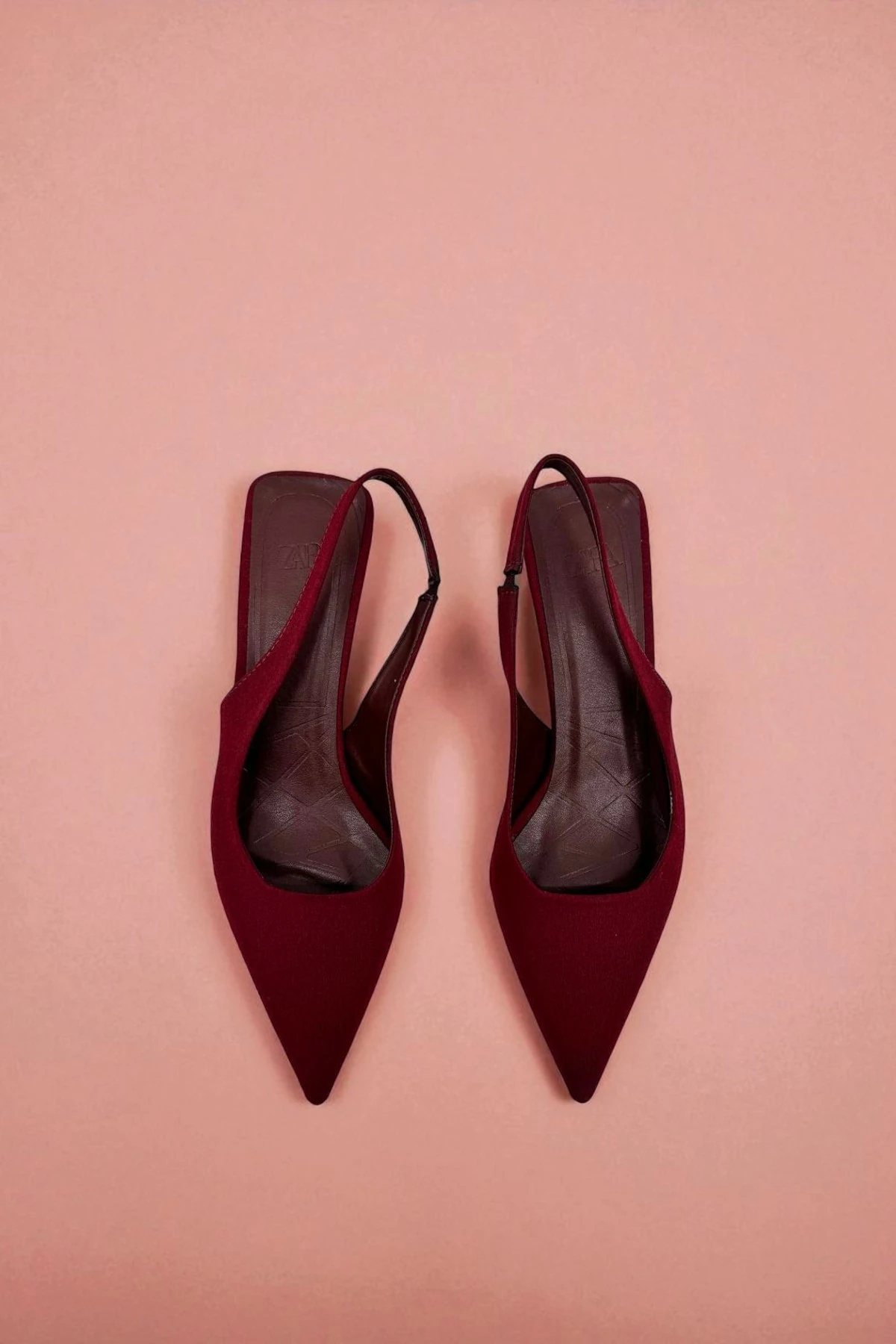 Bordo Süet Kısa Topuk Lastik Detaylı Topuklu Ayakkabı