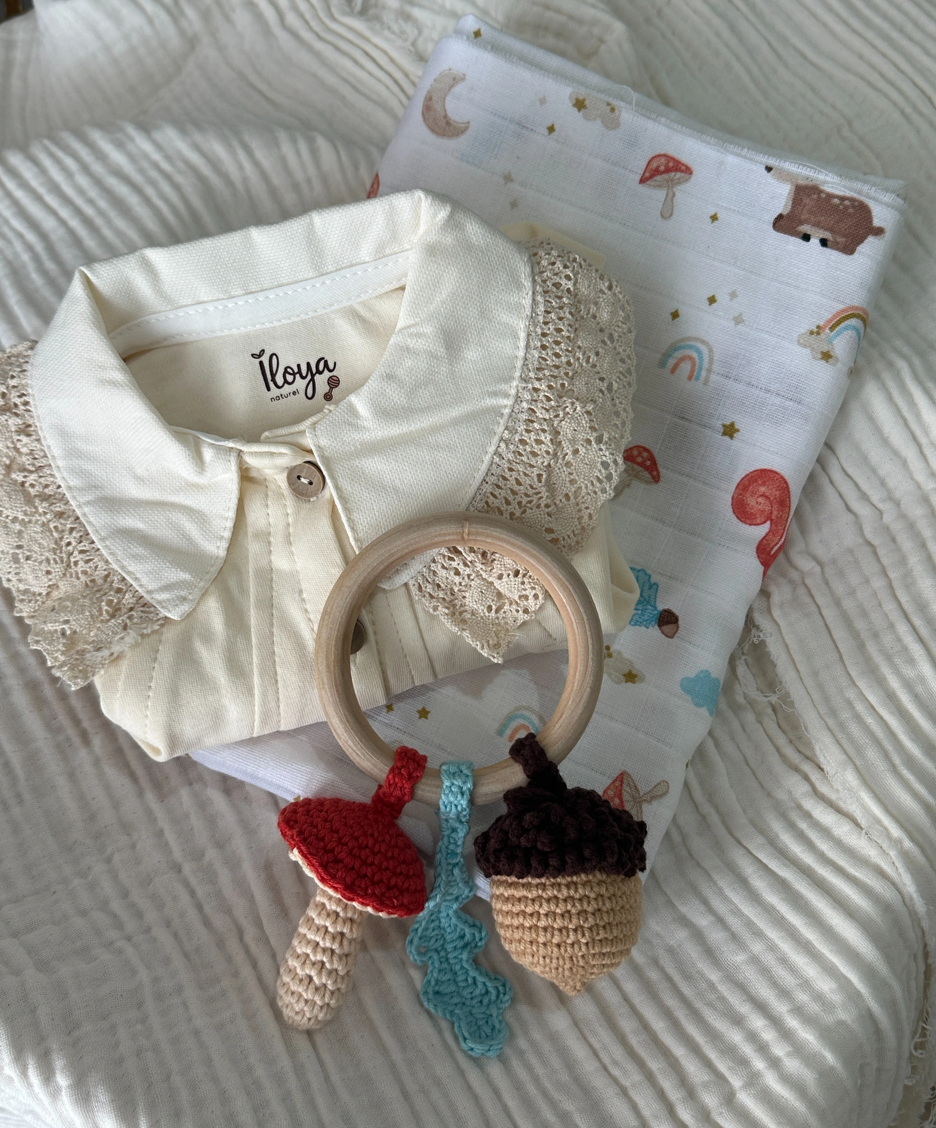 Miniklere Özel Sincaplı: Lüks ve Konforlu 5'li Bebek Hastane Çıkışı Seti