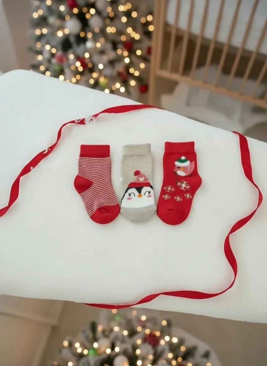 Yılbaşı Özel Koleksiyon 3'lü Bebek Çorap I 0-6 Ay