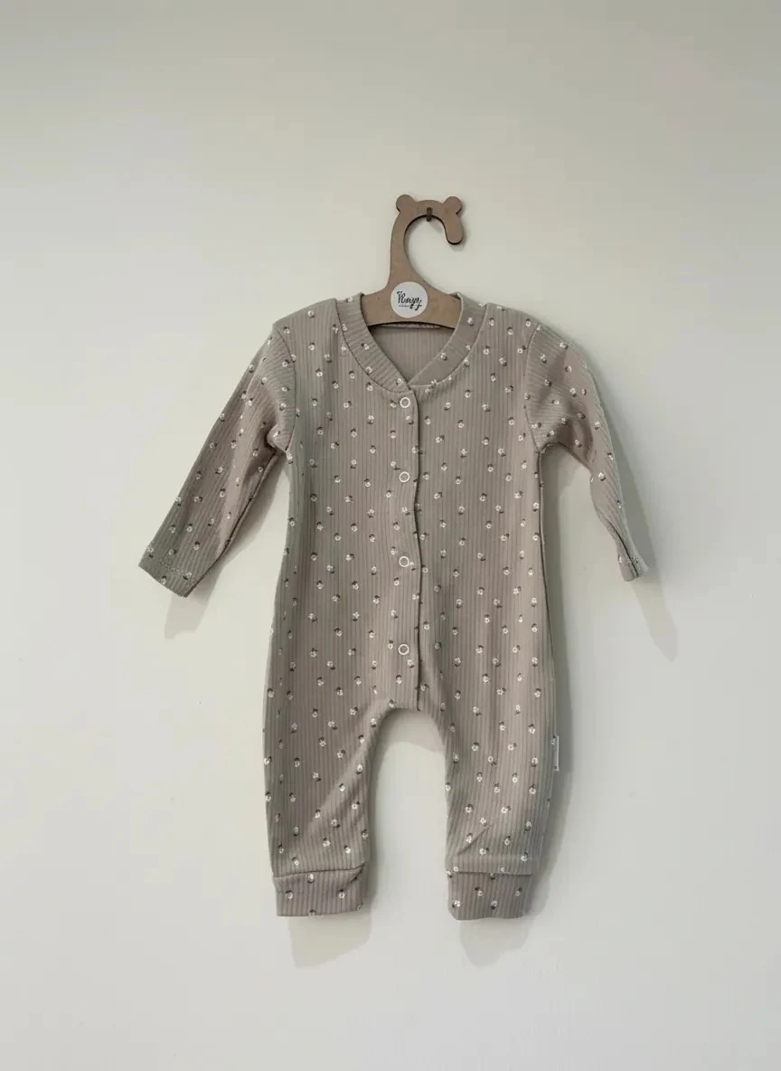 Papatya Desenli Yenidoğan Bebek Tulum I 0-3 Ay - %100 Pamuk