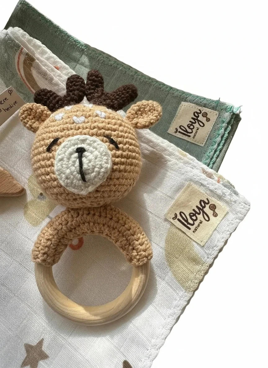 Özel Seri: Müslin Örtü Çifti & Amigurumi Geyik