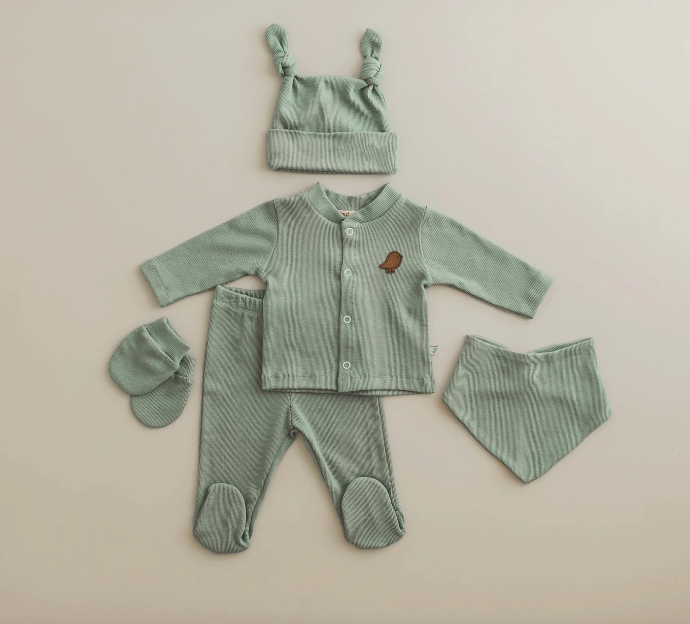 7 Parça Mint Yeşili Pamuk & Müslin Bebek Hastane Çıkış Seti | Diş Kaşıyıcı Hediyeli!