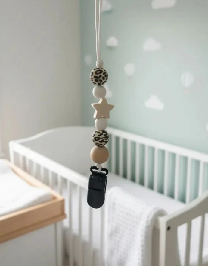 Leoparlı Klips Boncuk Emzik Askısı