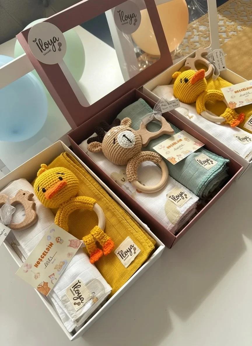 Özel Seri: Müslin Örtü Çifti & Amigurumi Ördek