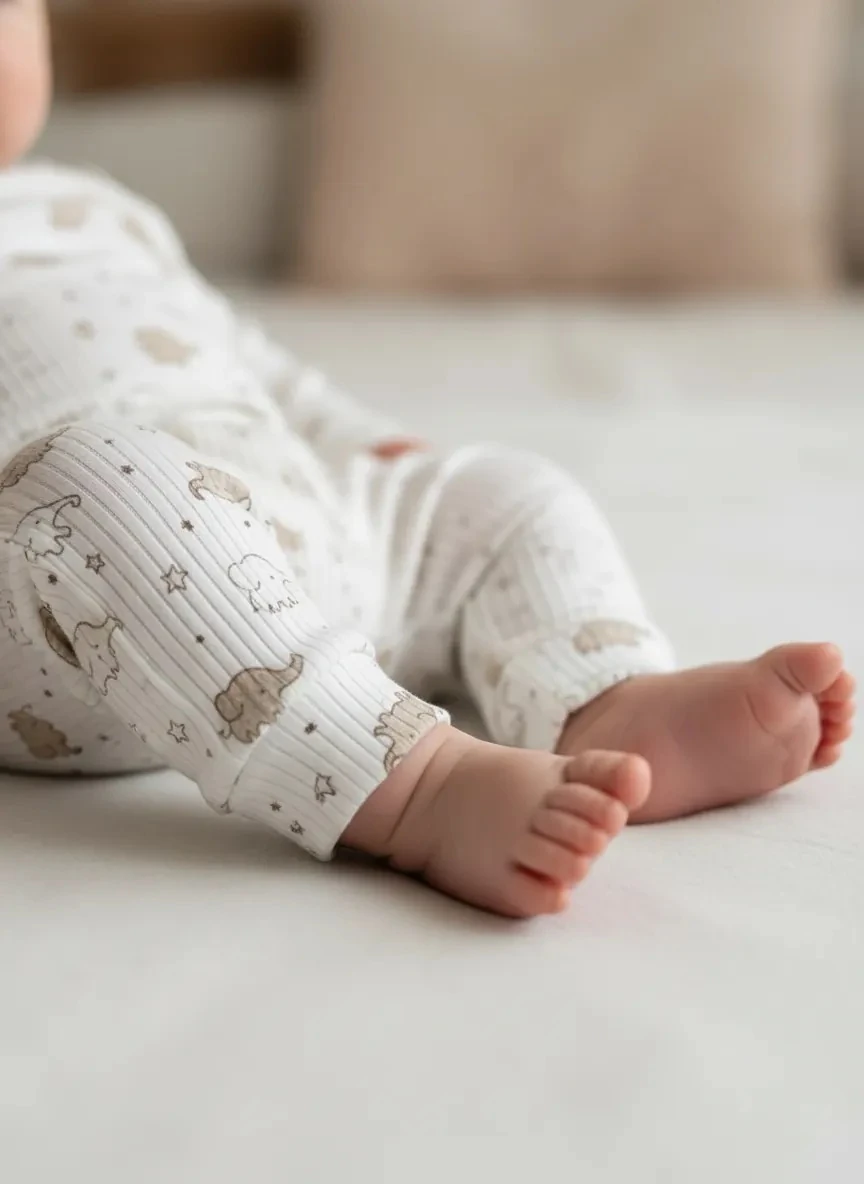 Yenidoğan Fil Desenli Alt-Üst Bebek Takımı (0-3 Ay) I %100 Pamuk