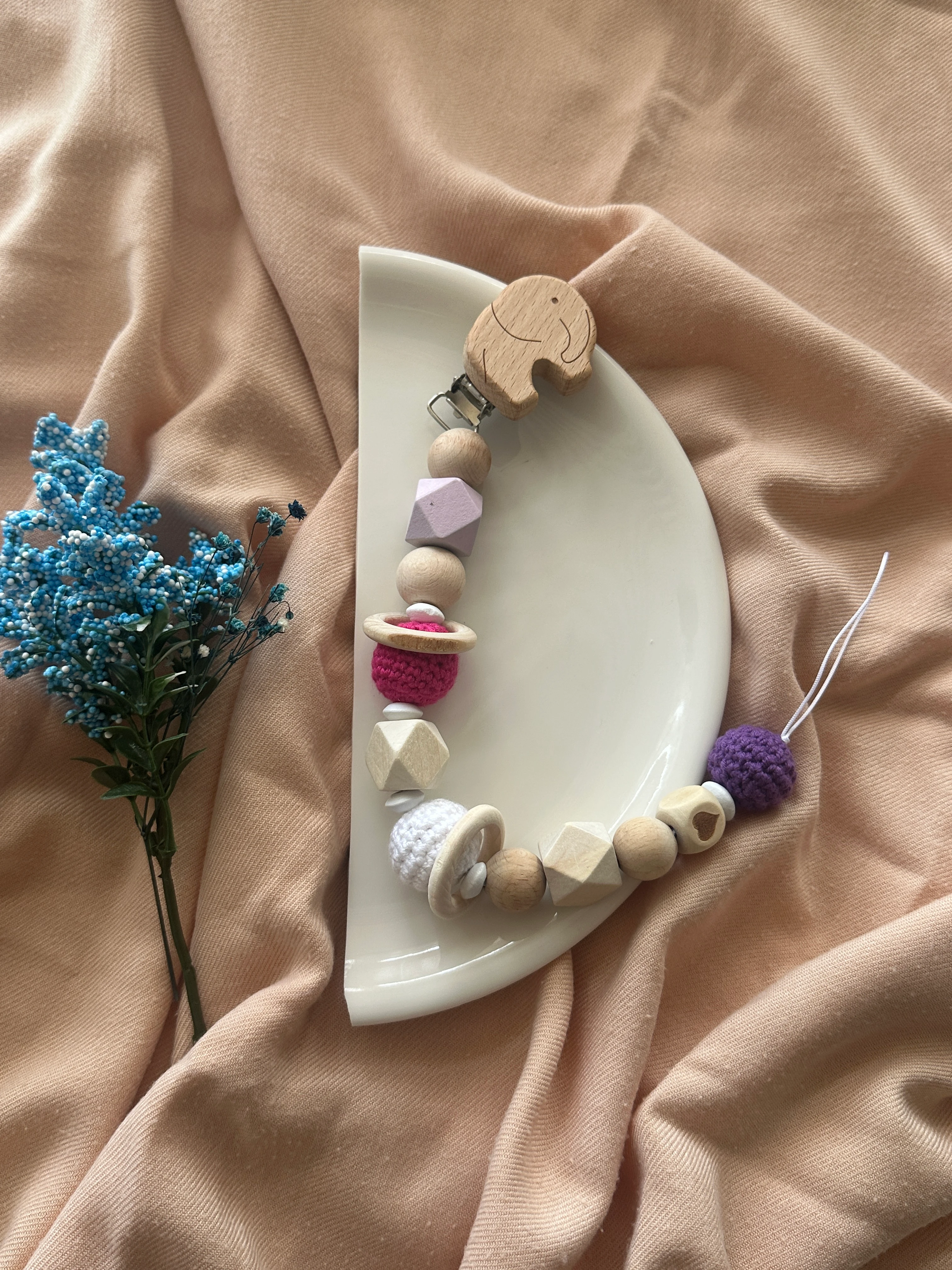 Boncuklu- Renkli Emzik Askısı