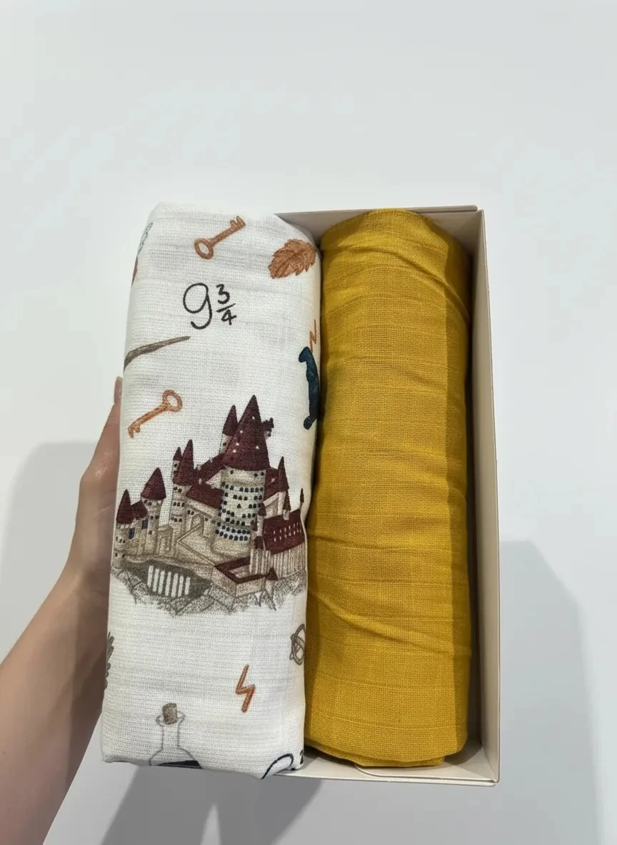 Harry Potter ve Düz Renkli 2'li Bebek Müslin Örtü Seti