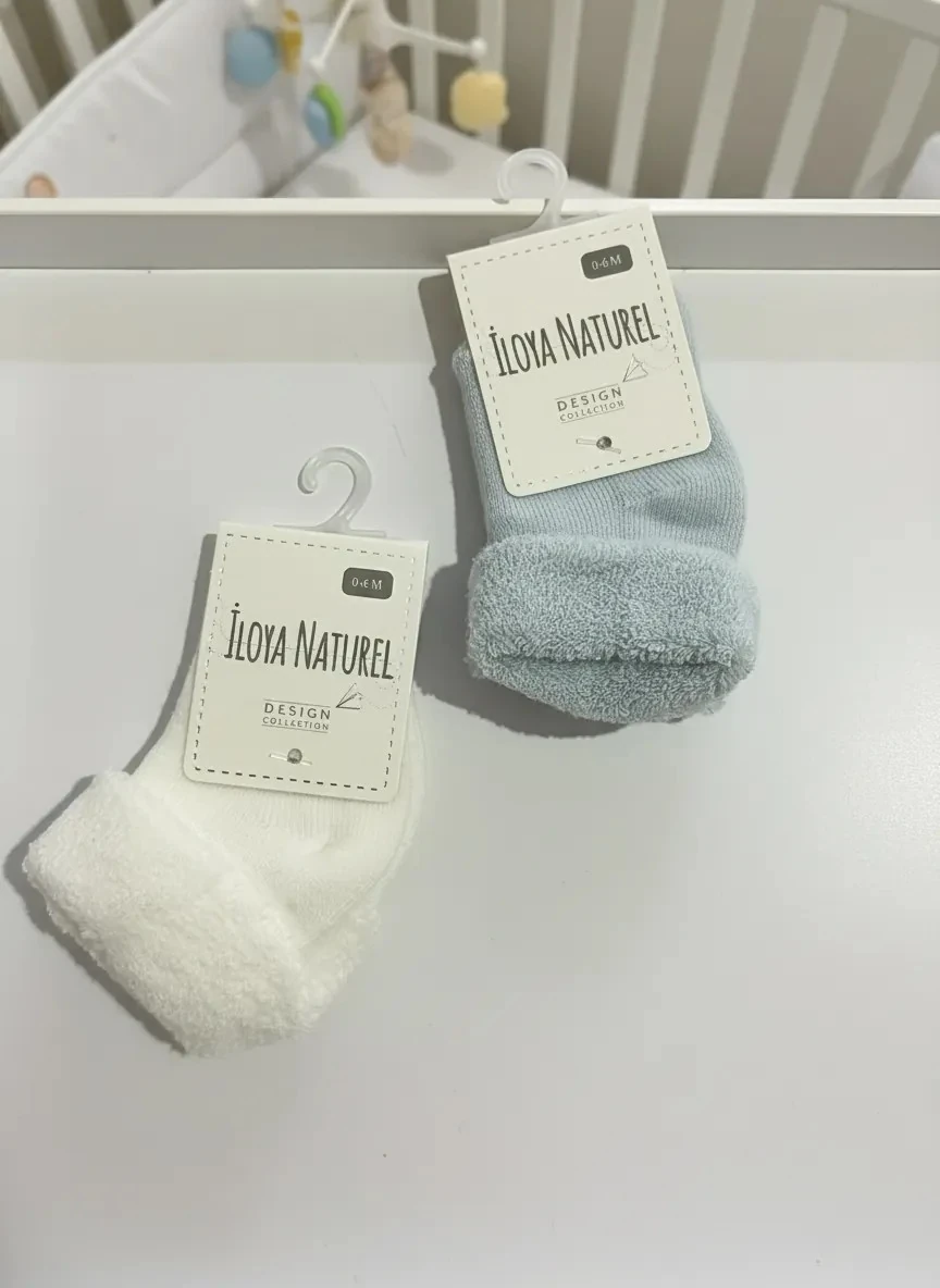 Kışlık Havlu Bebek Soket Çorap I 2’li Set / 0–6 Ay