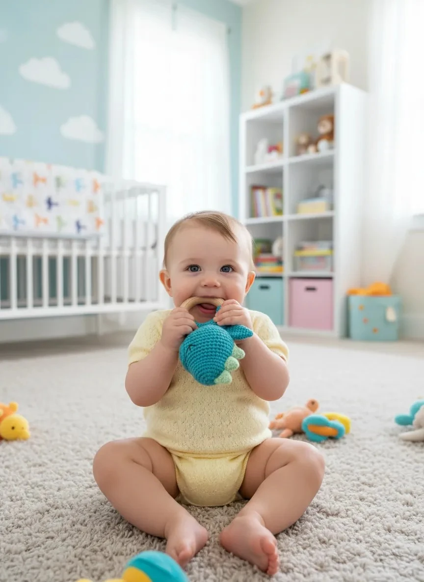 Dinozor Amigurumi El Örgüsü Çıngırak Oyuncak