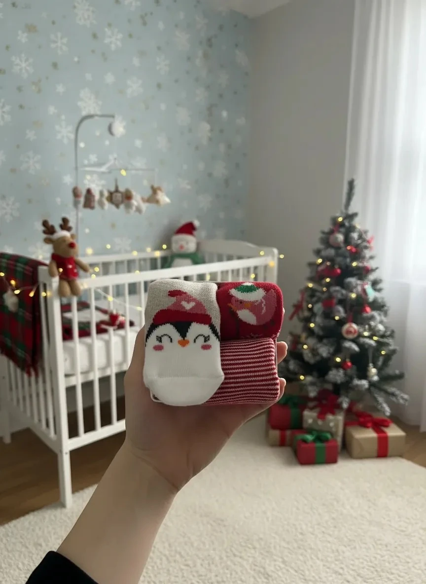 Yılbaşı Özel Koleksiyon 3'lü Bebek Çorap I 0-6 Ay