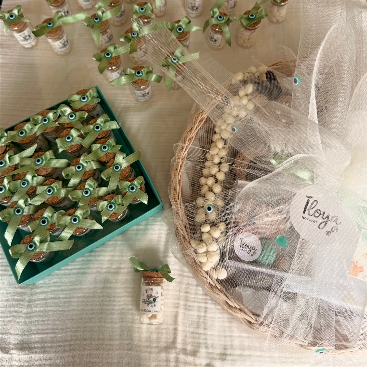 Bebek Şekeri Hediyelikleri – Cam Şişede Kalpli Şekerler | Kişiye Özel Tasarım