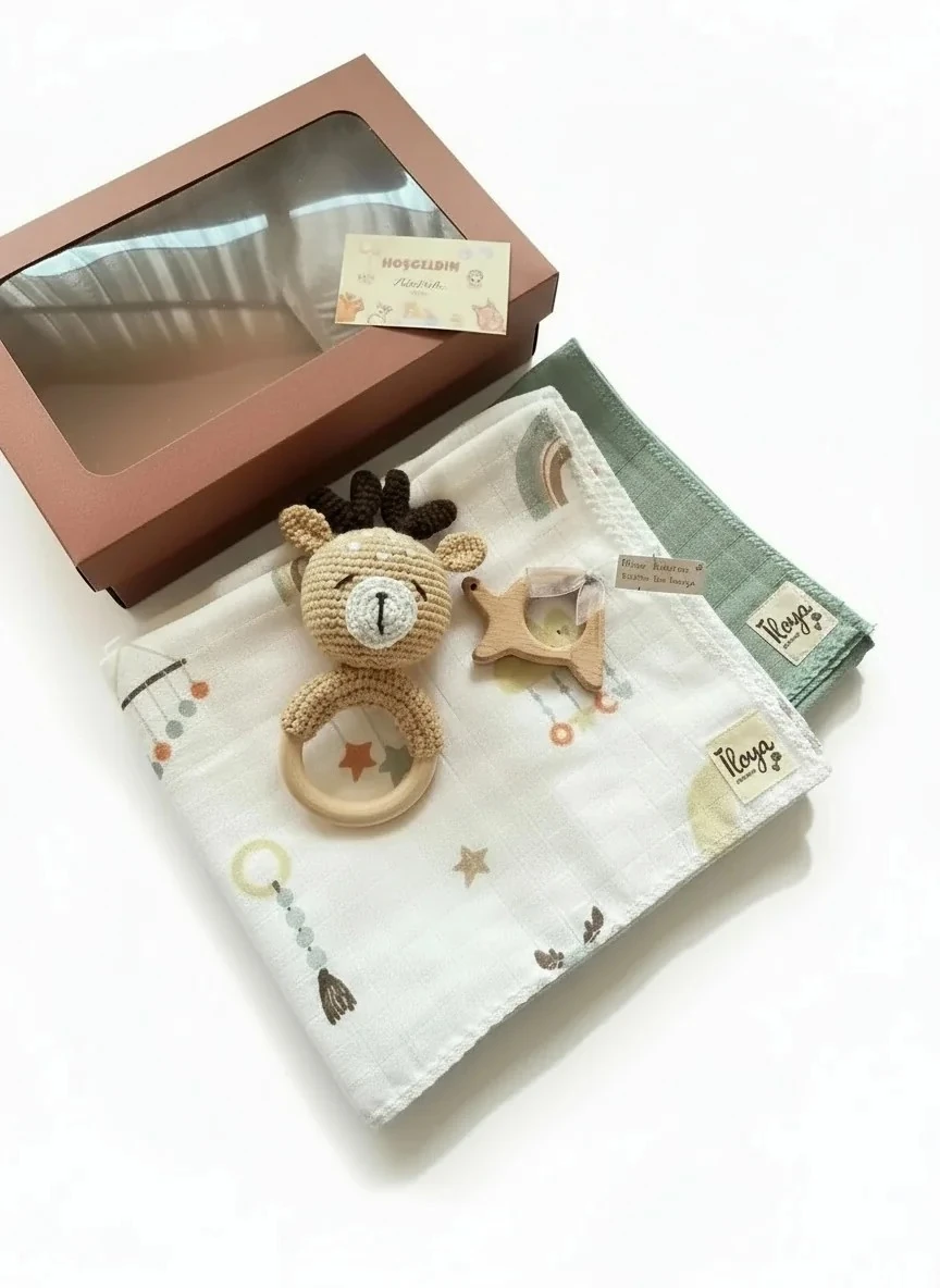 Özel Seri: Müslin Örtü Çifti & Amigurumi Geyik