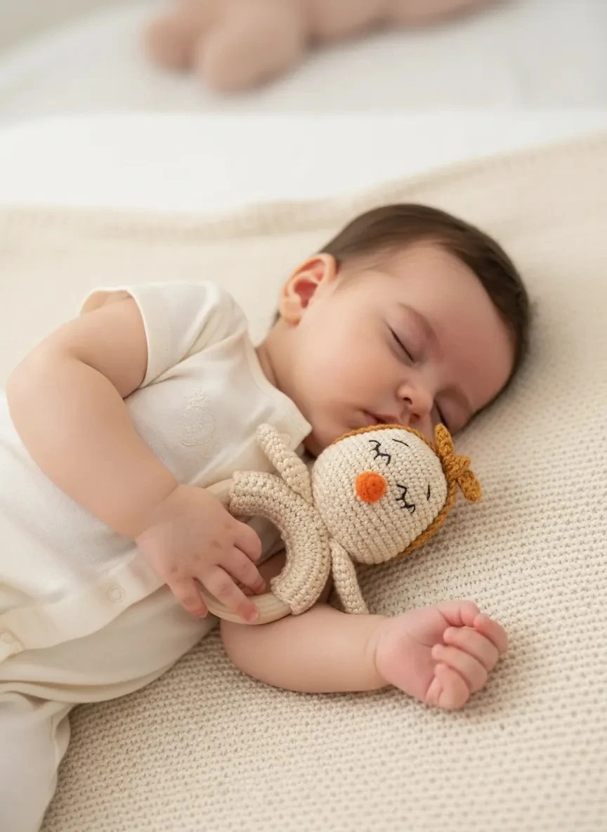 Kız Bebek Ördek Amigurumi El Örgüsü Çıngırak Oyuncak